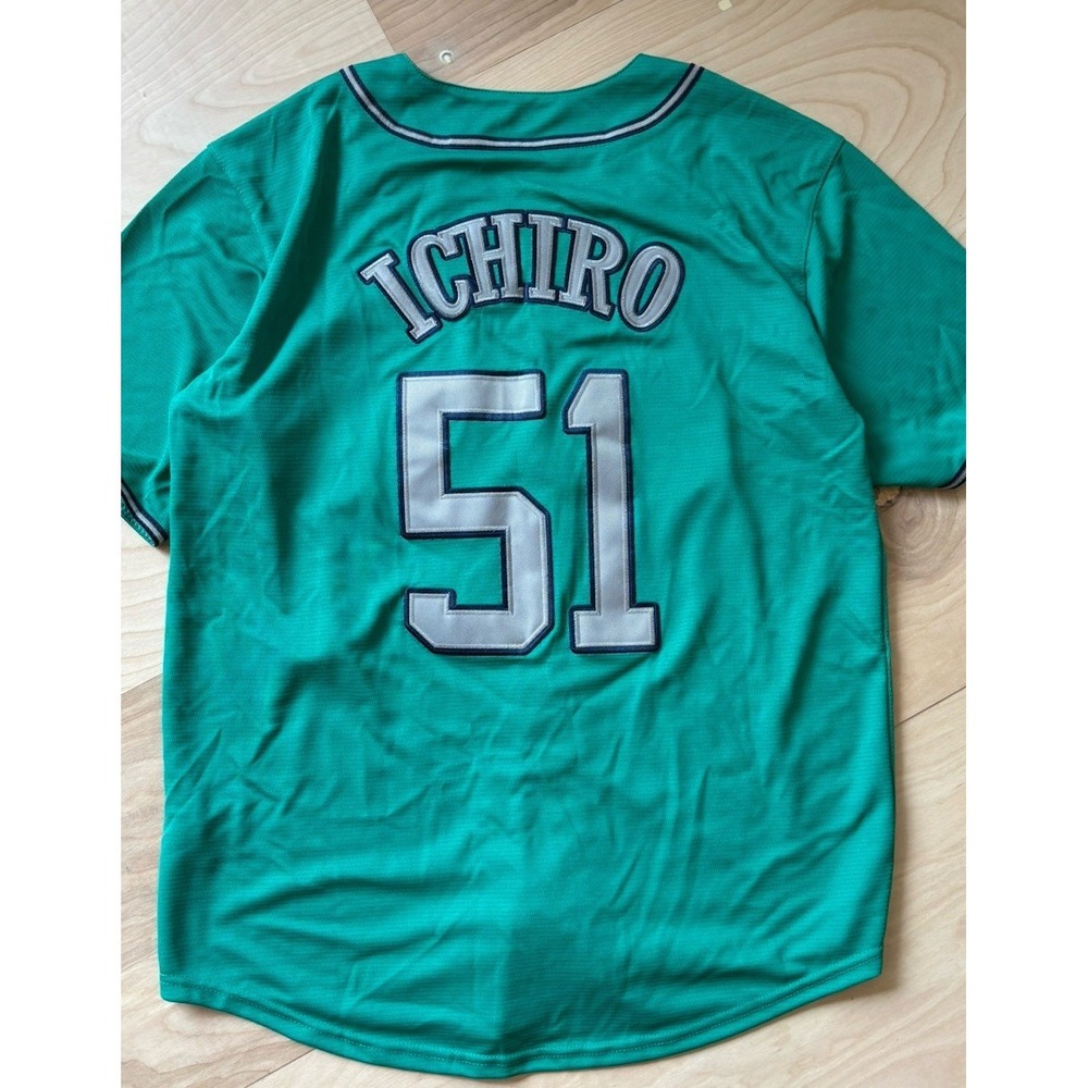 Seattle Seahawks Teal Jersey Size Large #51 Ichiro Suzuki Baseball Stitched - Picture 6 of 6